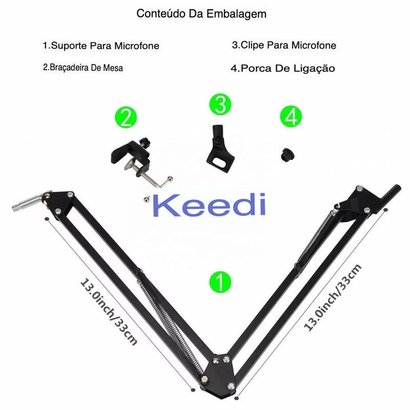 Suporte Articulado para Microfone Profissional de Mesa